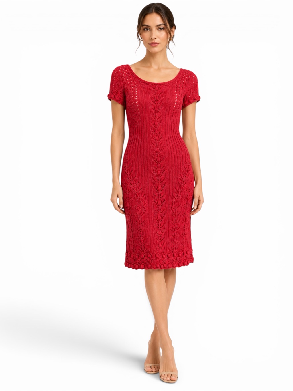 Nwt Philosophy Di Alberta Ferretti Virgin Wool Knit Midi Dress Red Us 6 Italy